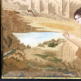 Mary Ann Earle, Ludlow Castle, Marvelous Large Georgian Needlework on Silk in Original Reverse Glass Painted Frame