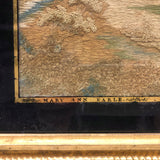 Mary Ann Earle, Ludlow Castle, Marvelous Large Georgian Needlework on Silk in Original Reverse Glass Painted Frame