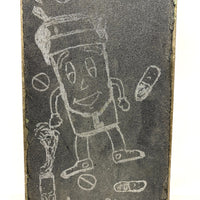 Battered Vintage Sandpaper Surface Wooden Skate Deck with Druggie Cartoons