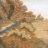 Mary Ann Earle, Ludlow Castle, Marvelous Large Georgian Needlework on Silk in Original Reverse Glass Painted Frame