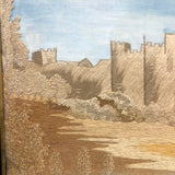 Mary Ann Earle, Ludlow Castle, Marvelous Large Georgian Needlework on Silk in Original Reverse Glass Painted Frame