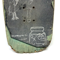 Battered Vintage Sandpaper Surface Wooden Skate Deck with Druggie Cartoons