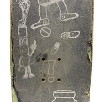 Battered Vintage Sandpaper Surface Wooden Skate Deck with Druggie Cartoons