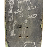 Battered Vintage Sandpaper Surface Wooden Skate Deck with Druggie Cartoons