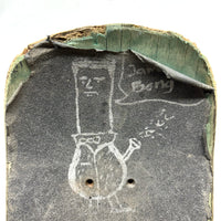 Battered Vintage Sandpaper Surface Wooden Skate Deck with Druggie Cartoons