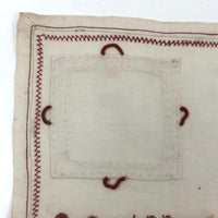 SOLD A.E. Farnsworth's 1878 Linen Mending and Darning Schoolwork Sampler in Red