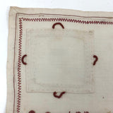 SOLD A.E. Farnsworth's 1878 Linen Mending and Darning Schoolwork Sampler in Red