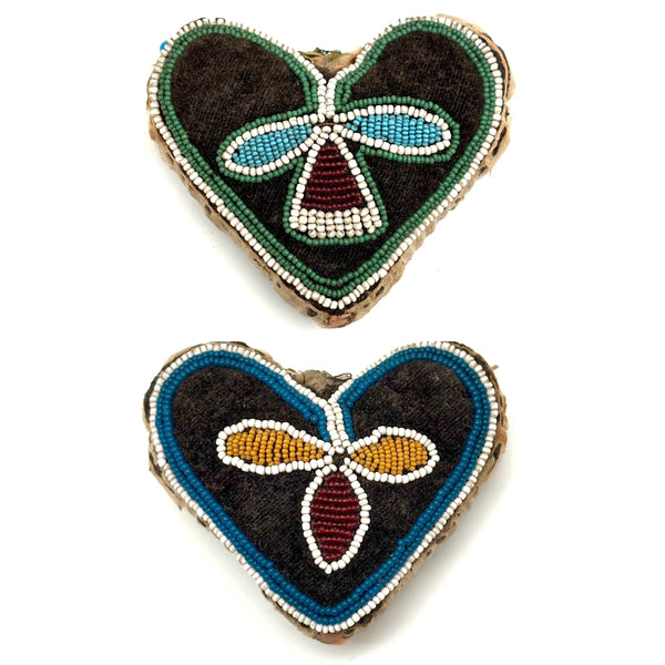 Early Heart Shaped (c. Mid 19th Century) Beaded Iroquois Pin Cushion