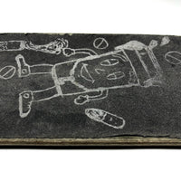 Battered Vintage Sandpaper Surface Wooden Skate Deck with Druggie Cartoons