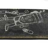 Battered Vintage Sandpaper Surface Wooden Skate Deck with Druggie Cartoons