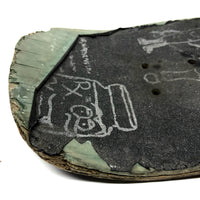 Battered Vintage Sandpaper Surface Wooden Skate Deck with Druggie Cartoons