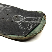 Battered Vintage Sandpaper Surface Wooden Skate Deck with Druggie Cartoons