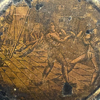 Boxers and Beggars, Aptly Battered c. Late 18th C. Papier Mache Snuff Box