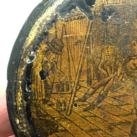 Boxers and Beggars, Aptly Battered c. Late 18th C. Papier Mache Snuff Box