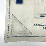 SOLD A.E. Farnsworth's 1880 Linen Sewing and Darning Schoolwork Sampler in Blue