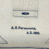 SOLD A.E. Farnsworth's 1880 Linen Sewing and Darning Schoolwork Sampler in Blue