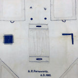SOLD A.E. Farnsworth's 1880 Linen Sewing and Darning Schoolwork Sampler in Blue