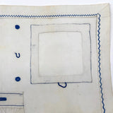 SOLD A.E. Farnsworth's 1880 Linen Sewing and Darning Schoolwork Sampler in Blue