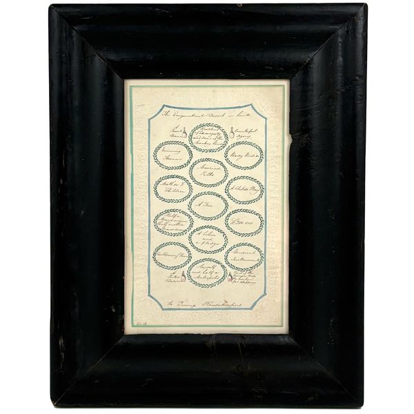 "The Enigmatical Dessert", 19th C. Ink and Watercolor Riddle with Solution on Reverse