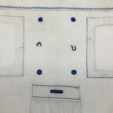 SOLD A.E. Farnsworth's 1880 Linen Sewing and Darning Schoolwork Sampler in Blue