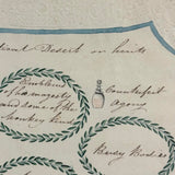 "The Enigmatical Dessert", 19th C. Ink and Watercolor Riddle with Solution on Reverse