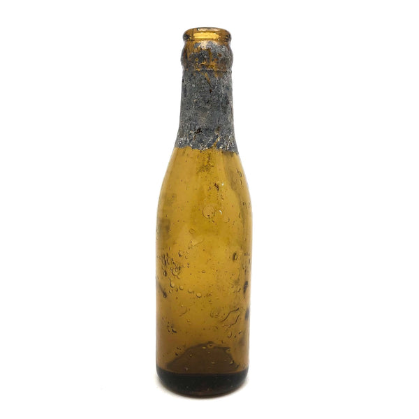 Beautiful 19th C. Blown, Molded Amber Glass Bottle with Profusion of Air Bubbles