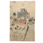 Your Teacher is Glad to Commend You...Curious JH Adair 1905 Tombstone Drawing with Cross, and Crown