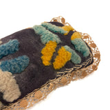 Large Antique Handmade Tufted Wool Pin Cushion with Hand-Tatted Border