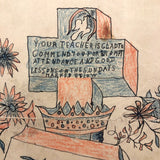 Your Teacher is Glad to Commend You...Curious JH Adair 1905 Tombstone Drawing with Cross, and Crown