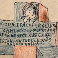 Your Teacher is Glad to Commend You...Curious JH Adair 1905 Tombstone Drawing with Cross, and Crown