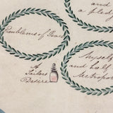 "The Enigmatical Dessert", 19th C. Ink and Watercolor Riddle with Solution on Reverse