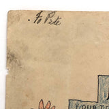 Your Teacher is Glad to Commend You...Curious JH Adair 1905 Tombstone Drawing with Cross, and Crown