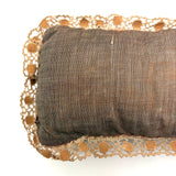 Large Antique Handmade Tufted Wool Pin Cushion with Hand-Tatted Border