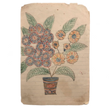 One More JH Adair Ink and Crayon Bouquet in Decorated Pot, 1905, Spring Grove, Pennsylvania