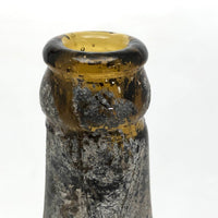 Beautiful 19th C. Blown, Molded Amber Glass Bottle with Profusion of Air Bubbles