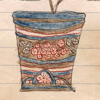 One More JH Adair Ink and Crayon Bouquet in Decorated Pot, 1905, Spring Grove, Pennsylvania