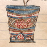 One More JH Adair Ink and Crayon Bouquet in Decorated Pot, 1905, Spring Grove, Pennsylvania
