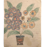 One More JH Adair Ink and Crayon Bouquet in Decorated Pot, 1905, Spring Grove, Pennsylvania
