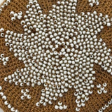 Very Fine Mid 19th Century Crocheted Pin Keep with Micro-bead Star and Interior Pocket