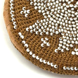 Very Fine Mid 19th Century Crocheted Pin Keep with Micro-bead Star and Interior Pocket