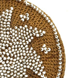 Very Fine Mid 19th Century Crocheted Pin Keep with Micro-bead Star and Interior Pocket