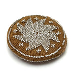 Very Fine Mid 19th Century Crocheted Pin Keep with Micro-bead Star and Interior Pocket