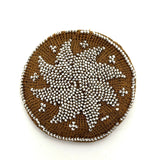 Very Fine Mid 19th Century Crocheted Pin Keep with Micro-bead Star and Interior Pocket