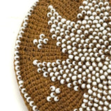 Very Fine Mid 19th Century Crocheted Pin Keep with Micro-bead Star and Interior Pocket