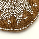 Very Fine Mid 19th Century Crocheted Pin Keep with Micro-bead Star and Interior Pocket