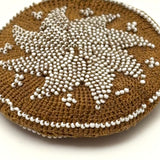Very Fine Mid 19th Century Crocheted Pin Keep with Micro-bead Star and Interior Pocket