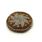 Very Fine Mid 19th Century Crocheted Pin Keep with Micro-bead Star and Interior Pocket
