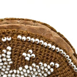 Very Fine Mid 19th Century Crocheted Pin Keep with Micro-bead Star and Interior Pocket