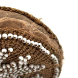 Very Fine Mid 19th Century Crocheted Pin Keep with Micro-bead Star and Interior Pocket