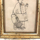 School Girl Graphite Drawing of Girl and Doll, 19th C.